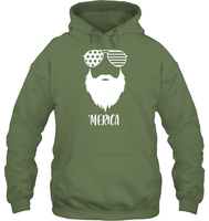 Merica Beard 4th Of July Shirt Unisex Heavyweight Pullover Hoodie