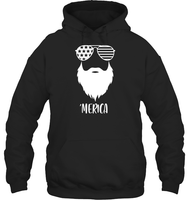 Merica Beard 4th Of July Shirt Unisex Heavyweight Pullover Hoodie