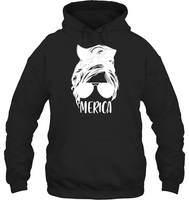 Merica Mom Bun 4th Of July Shirt Unisex Heavyweight Pullover Hoodie