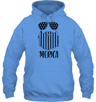 Merica Flag Beard 4th Of July Shirt Unisex Heavyweight Pullover Hoodie