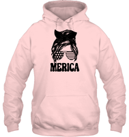 Merica Mom Bun 4th Of July Shirt Unisex Heavyweight Pullover Hoodie