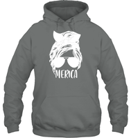 Merica Mom Bun 4th Of July Shirt Unisex Heavyweight Pullover Hoodie