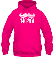 Merica Flag Mustache 4th Of July Shirt Unisex Heavyweight Pullover Hoodie