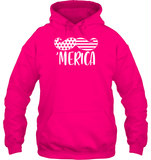 Merica Flag Mustache 4th Of July Shirt Unisex Heavyweight Pullover Hoodie