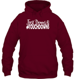 First Downs & Touchdowns Shirt - Score Big in Style! Unisex Heavyweight Pullover Hoodie