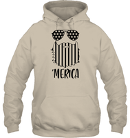 Merica Flag Beard 4th Of July Shirt Unisex Heavyweight Pullover Hoodie