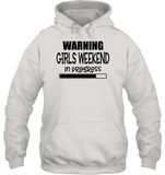 Warning Girls Weekend In Progress Girls Trip Shirt Unisex Heavyweight Pullover Hoodie
