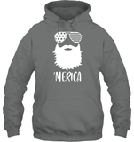Merica Beard 4th Of July Shirt Unisex Heavyweight Pullover Hoodie