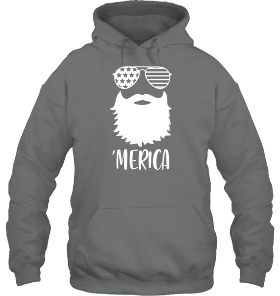 Merica Beard 4th Of July Shirt Unisex Heavyweight Pullover Hoodie