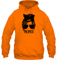 Merica Mom Bun 4th Of July Shirt Unisex Heavyweight Pullover Hoodie
