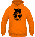 Merica Mom Bun 4th Of July Shirt Unisex Heavyweight Pullover Hoodie