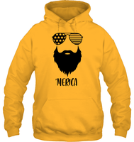 Merica Beard 4th Of July Shirt Unisex Heavyweight Pullover Hoodie