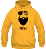Merica Beard 4th Of July Shirt Unisex Heavyweight Pullover Hoodie