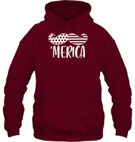 Merica Flag Mustache 4th Of July Shirt Unisex Heavyweight Pullover Hoodie