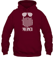 Merica Flag Beard 4th Of July Shirt Unisex Heavyweight Pullover Hoodie