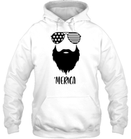 Merica Beard 4th Of July Shirt Unisex Heavyweight Pullover Hoodie