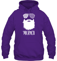 Merica Beard 4th Of July Shirt Unisex Heavyweight Pullover Hoodie