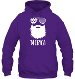 Merica Beard 4th Of July Shirt Unisex Heavyweight Pullover Hoodie
