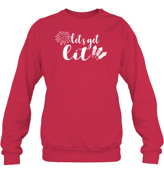 Let's Get Lit 4th Of July Shirt Unisex Fleece Pullover Sweatshirt