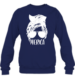Merica Mom Bun 4th Of July Shirt Unisex Fleece Pullover Sweatshirt