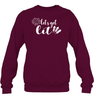 Let's Get Lit 4th Of July Shirt Unisex Fleece Pullover Sweatshirt