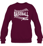 Baseball Mom Shirt Unisex Fleece Pullover Sweatshirt With Baseball Stripes