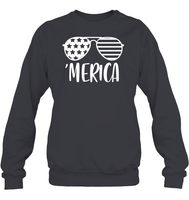 Merica Sunglasses 4th Of July Shirt Unisex Fleece Pullover Sweatshirt