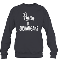Queen of Shenanigans St Patrick's Day Shirt Unisex Fleece Pullover Sweatshirt