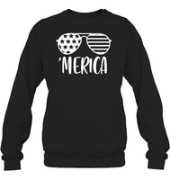 Merica Sunglasses 4th Of July Shirt Unisex Fleece Pullover Sweatshirt