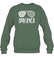 America Sunglasses 4th Of July Shirt Unisex Fleece Pullover Sweatshirt