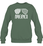 America Sunglasses 4th Of July Shirt Unisex Fleece Pullover Sweatshirt