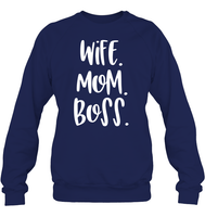 Wife Mom Boss Family Shirt Unisex Fleece Pullover Sweatshirt