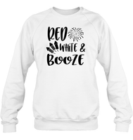 Red White And Booze 4th Of July Shirt Unisex Fleece Pullover Sweatshirt
