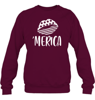 Merica Lips 4th Of July Shirt Unisex Fleece Pullover Sweatshirt