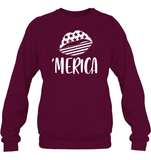 Merica Lips 4th Of July Shirt Unisex Fleece Pullover Sweatshirt