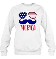 Merica Mushache 4th Of July Shirt Unisex Short Sleeve, Long Sleeve, Hoodies, Sweatshirt