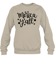 Merica Yall 4th Of July Shirt Unisex Fleece Pullover Sweatshirt
