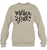 Merica Yall 4th Of July Shirt Unisex Fleece Pullover Sweatshirt
