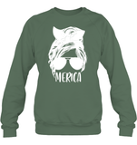 Merica Mom Bun 4th Of July Shirt Unisex Fleece Pullover Sweatshirt