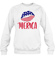Merica Lips 4th Of July Shirt Unisex Short Sleeve, Long Sleeve, Hoodies, Sweatshirt