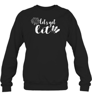 Let's Get Lit 4th Of July Shirt Unisex Fleece Pullover Sweatshirt