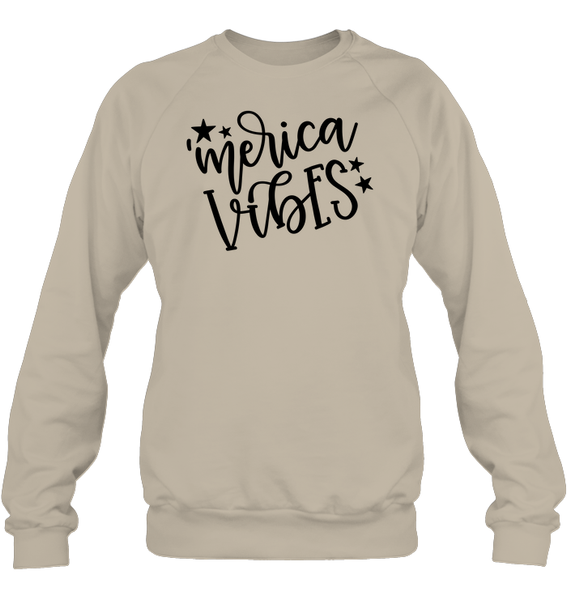 Merica Vibes 4th Of July Shirt Unisex Fleece Pullover Sweatshirt
