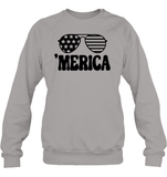 Retro Merica Sunglasses 4th Of July Shirt Unisex Fleece Pullover Sweatshirt