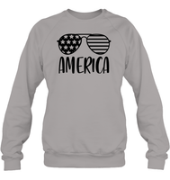 America Sunglasses 4th Of July Shirt Unisex Fleece Pullover Sweatshirt