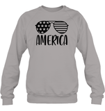 America Sunglasses 4th Of July Shirt Unisex Fleece Pullover Sweatshirt