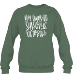 My Favorite Season Is October Shirt – Celebrate Spooky Season in Style Unisex Fleece Pullover Sweatshirt