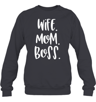 Wife Mom Boss Family Shirt Unisex Fleece Pullover Sweatshirt