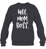 Wife Mom Boss Family Shirt Unisex Fleece Pullover Sweatshirt