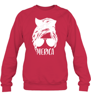 Merica Mom Bun 4th Of July Shirt Unisex Fleece Pullover Sweatshirt