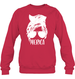 Merica Mom Bun 4th Of July Shirt Unisex Fleece Pullover Sweatshirt